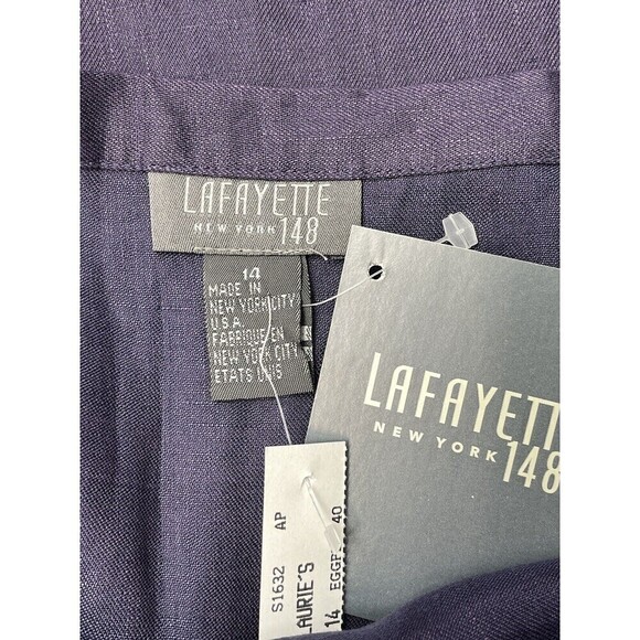 Lafayette 148 New York Maxi Skirt Side Slit 100% Linen Purple New Beachy - Picture 9 of 12